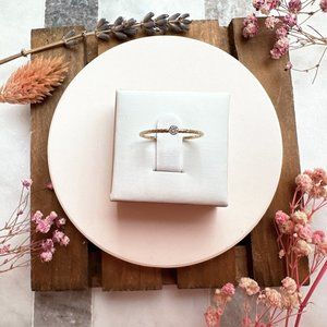 Tiny Clear Cubic Zirconia Sparkle Twist Gold Stacking Ring | 14k Gold Filled